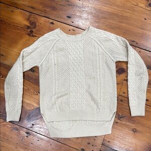 Monteau Cream Cable Knit Crewneck Sweater Size Medium